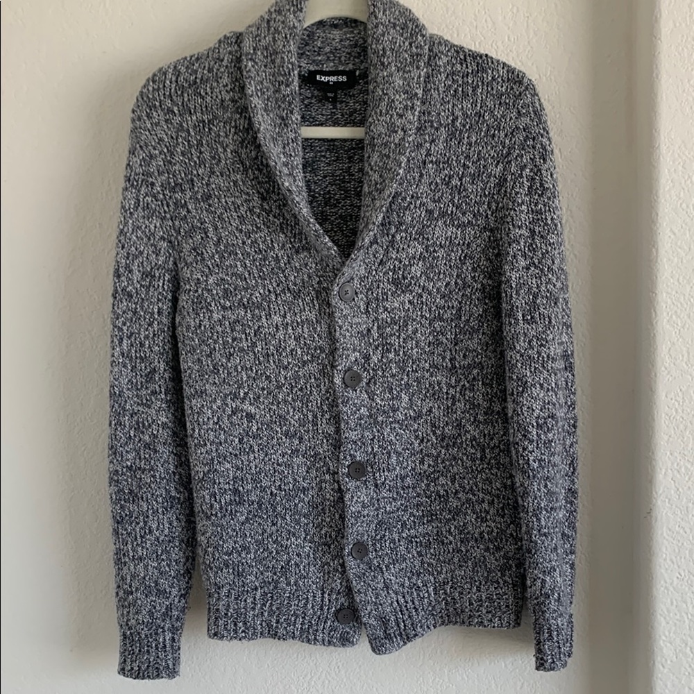 Express Gray Cardigan Sweater with Chunky Knit